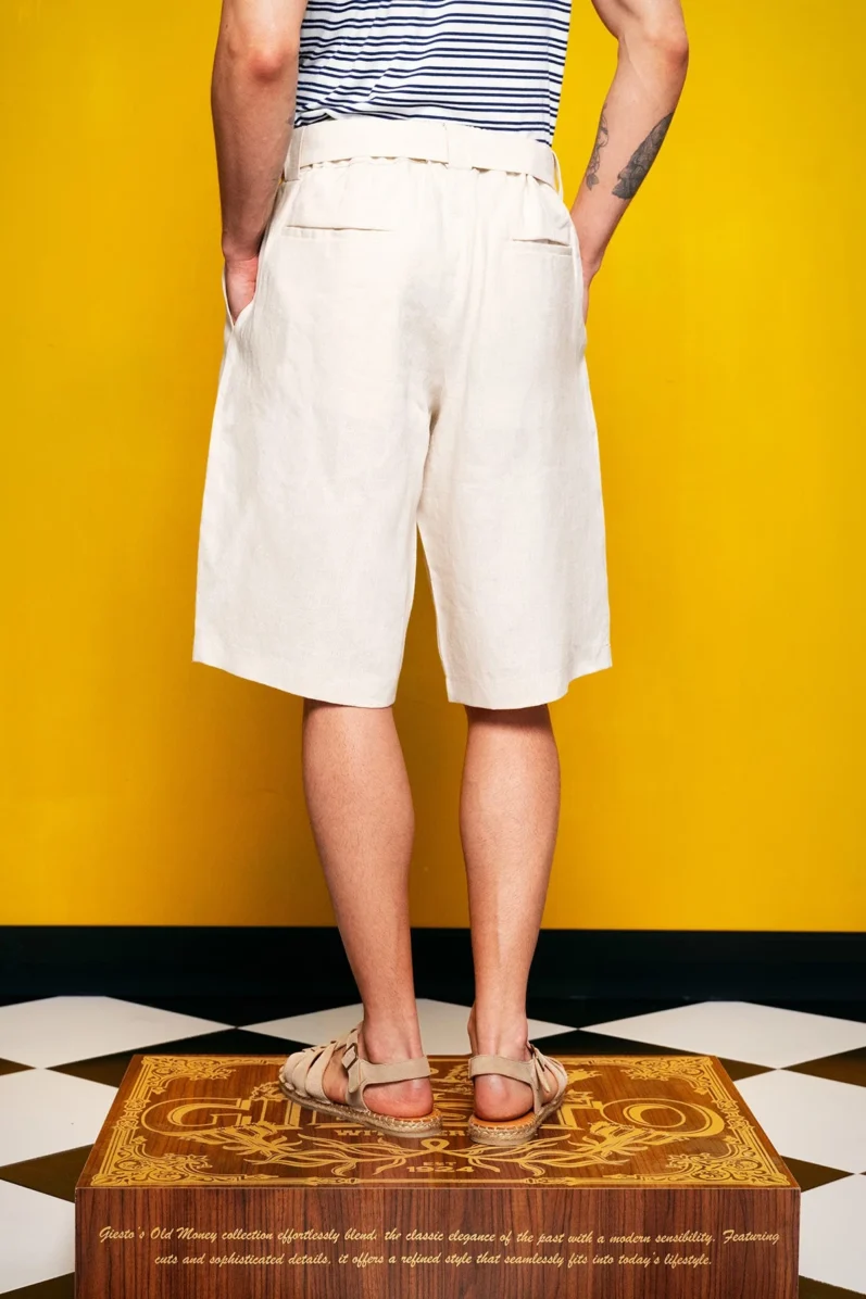 % linen cream shorts - Image 4