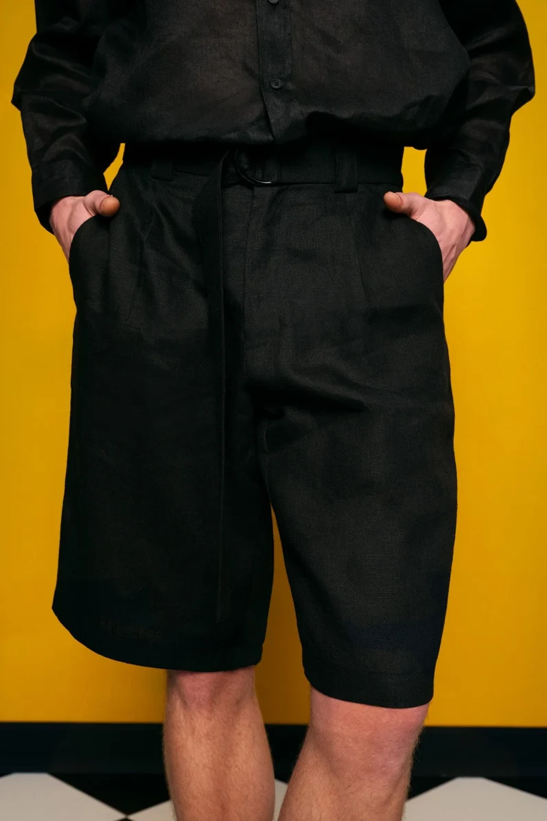 % linen black shorts - Image 3